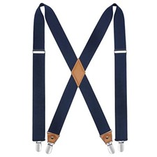 Suspenders for Men X-Back 1.4" Adjustable Elastic Suspender A1-navy Blue