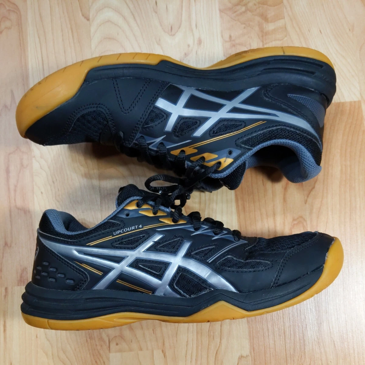 Asics Upcourt 4 1074A027 Volleyball Shoes Black Grey Gold Color