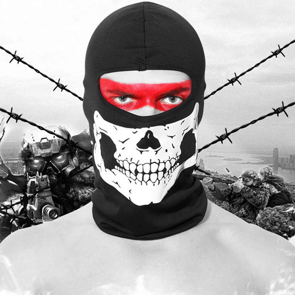 Máscara facial completa calavera pasamontañas motociclista ciclismo esqueleto Halloween Foto 2 de 4