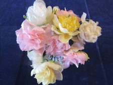 Vtg Millinery Flower Collection Pink Ivory Yellow 12pc Pure Silk 1 1/2" H5235