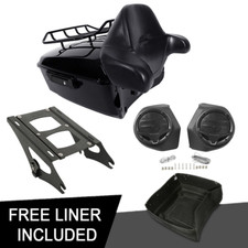 King Trunk Pad Rack Speakers Fit For Harley Touring Road King FLHR 14-25 17