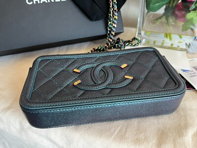 Chanel Filigree Caviar WOC Chain Wallet Iridescent Double Zip
