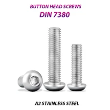 M4 BUTTON HEAD SCREWS ALLEN SOCKET BOLTS A2 STAINLESS STEEL DIN 7380