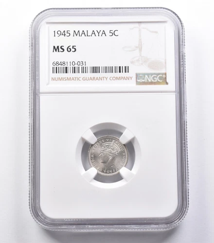 MS65 1945 Malaya 5 Cents NGC *5333