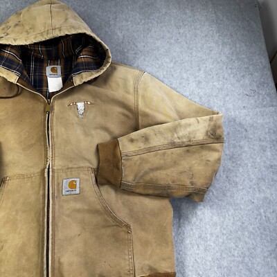 Vintage Carhartt J97 Jacket XL Hood Blanket Lined Embroidered