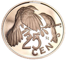 Proof British Virgin Islands 1973 25 Cents~Mangrove Cuckoo~Awesome~Free Shipping