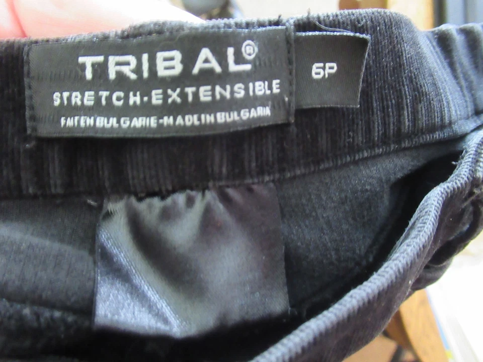 TRIBAL 女式 6P 黑色弹力小 Wale 灯芯绒裤子 r — 第 4/4 张图片