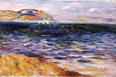 Pierre-Auguste Renoir ''Bordighera.'' french impressionist shipping Blue Artwork
