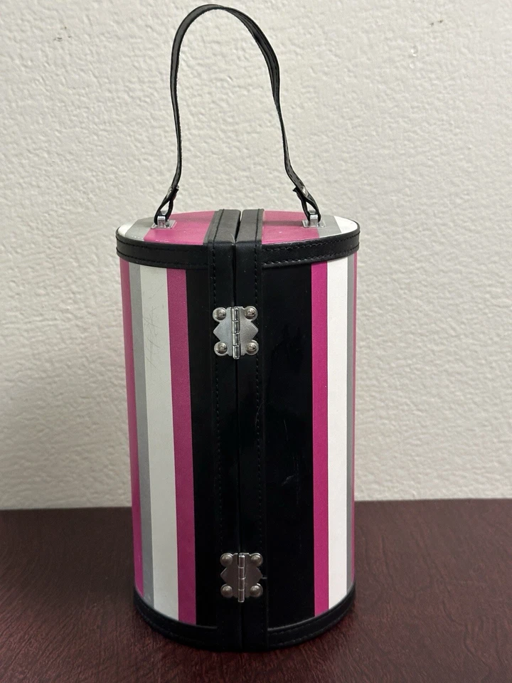 Creative Options 4 Tray Bead Tower Travel Case Storage Beading Pink Stripes - Image 3 of 4