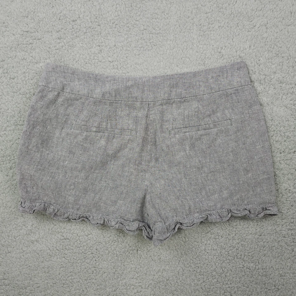 Pantalones Cortos Ann Taylor LOFT Para Mujer 2 Gris Volantes Dobladillo Chino Lino Mezcla Algodón Informal Foto 2 de 4