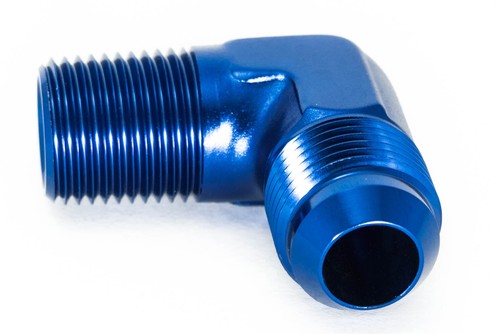 Gewindeadapter 1/2" NPT zu Dash 10 90° / -10 AN / JIC 10 Blau 7/8 - 14UNF - Picture 2 of 3
