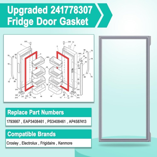 2 Pack 241778307 Refrigerator Door Gasket Compatible with Fri-gidaire Electrolux - Picture 4 of 7