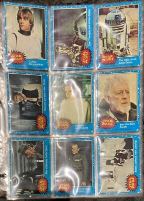 1977 Topps Star Wars Serie 1-5 komplett mit 55 Stickern & seltener C3PO Fehlerkarte - Bild 1 von 4