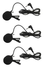 Audio2000'S AEM6002X3 3-Pack Lavalier Mic w/3.5mm Right Angle Connector - NEW