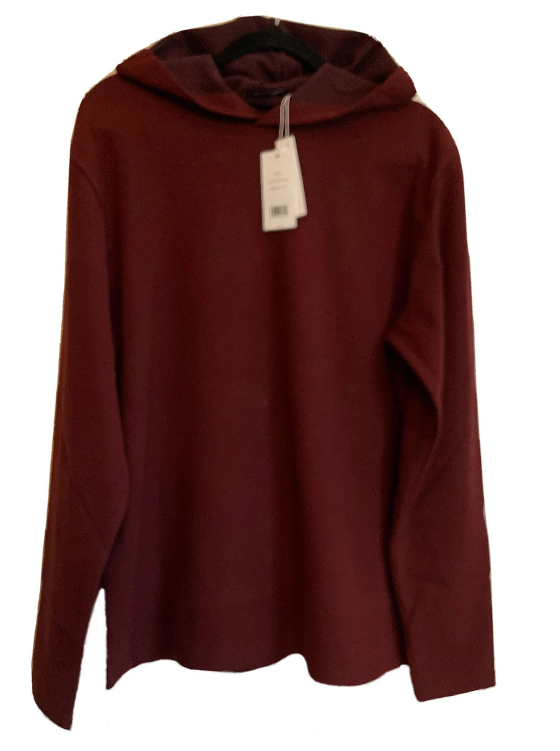 Vince Mens Waffle Knit Thermal Long Sleeve Hoodie, Cottage Red Sz XL, NWT $175