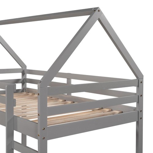 Twin Size House Loft Bed Frame with Slide White Health and Comfort Gray - Picture 11 of 12