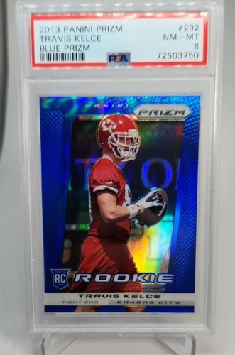 2013 Panini Prizm #292 Travis Kelce Blue Prizm Rookie Card PSA 8 NM - MT CHIEFS