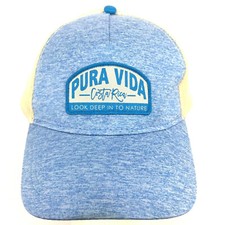 Pura Vida Costa Rica Patch Cap Script Logo Mesh Snap Back Trucker Baseball Hat