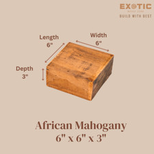 African Mahogany Bowl Blank 6x 6x 3 - Woodturning Blank- Free US Shipping