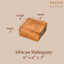 African Mahogany Bowl Blank 6x 6x 3 - Woodturning Blank- Free US Shipping