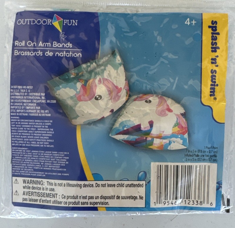 1 pair Outdoor fun Inflatable Arm Bands Unicorn,splash and swim swimmies,