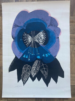 Lino print by Gladys Afamado, 1977 - Club de Grabado de Montevideo, Uruguay