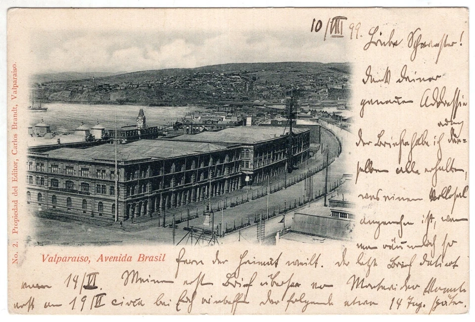 CHILE, 1899, CIRCULATED POSTCARD TO GERMANY, MAGALLANES CANCEL, GOOD POSTAGE - Image 2 of 2