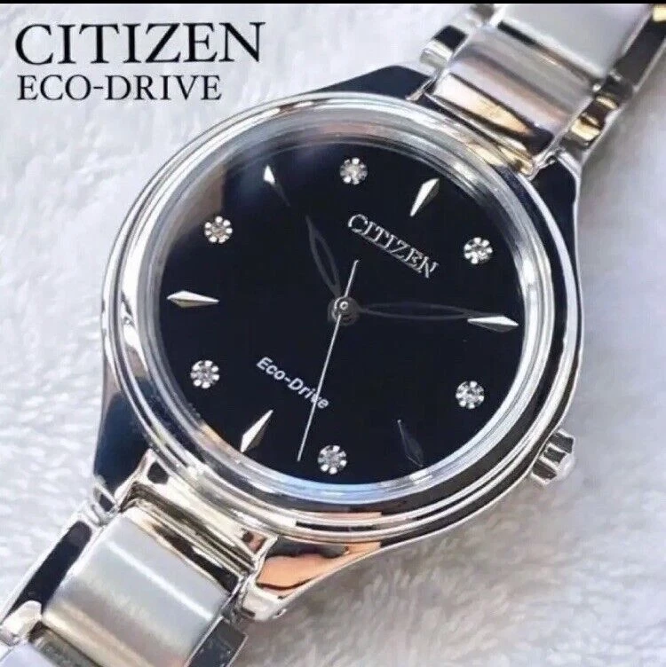 CITIZEN Women s Watch Eco Drive Solar Diamond Silver eBay