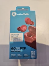 Red JLab Go Air POP True Wireless Bluetooth Earbuds & Charging Case. Microphone