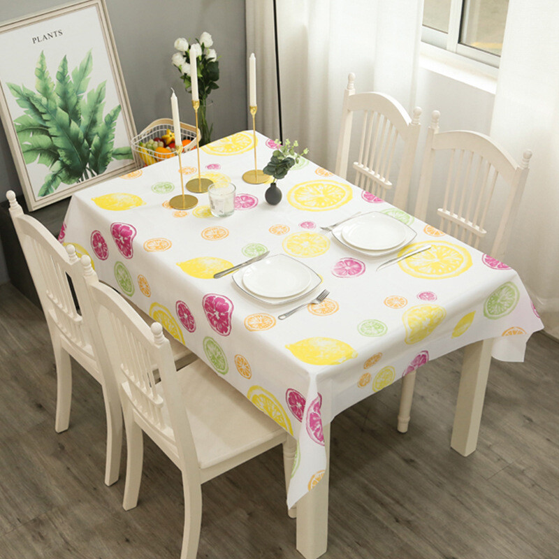 Grid Printed PEVA Tablecloth Waterproof Oilproof Kitchen Dining Table