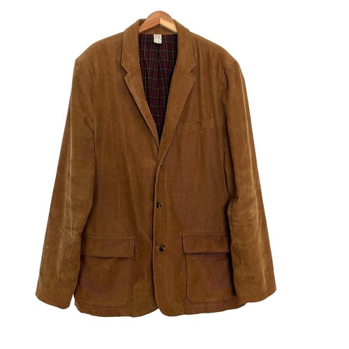 VTG LL Bean Jacket Mens LT Brown Corduroy Cord Wale Barn Chore