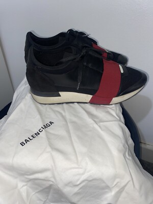 Balenciaga Black/Red Race Runner Trainers Size UK