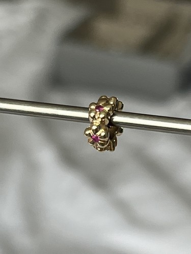 Genuine Pandora 14ct Yellow Gold Ruby Flower Spacer 750436RU Rare - Picture 3 of 8