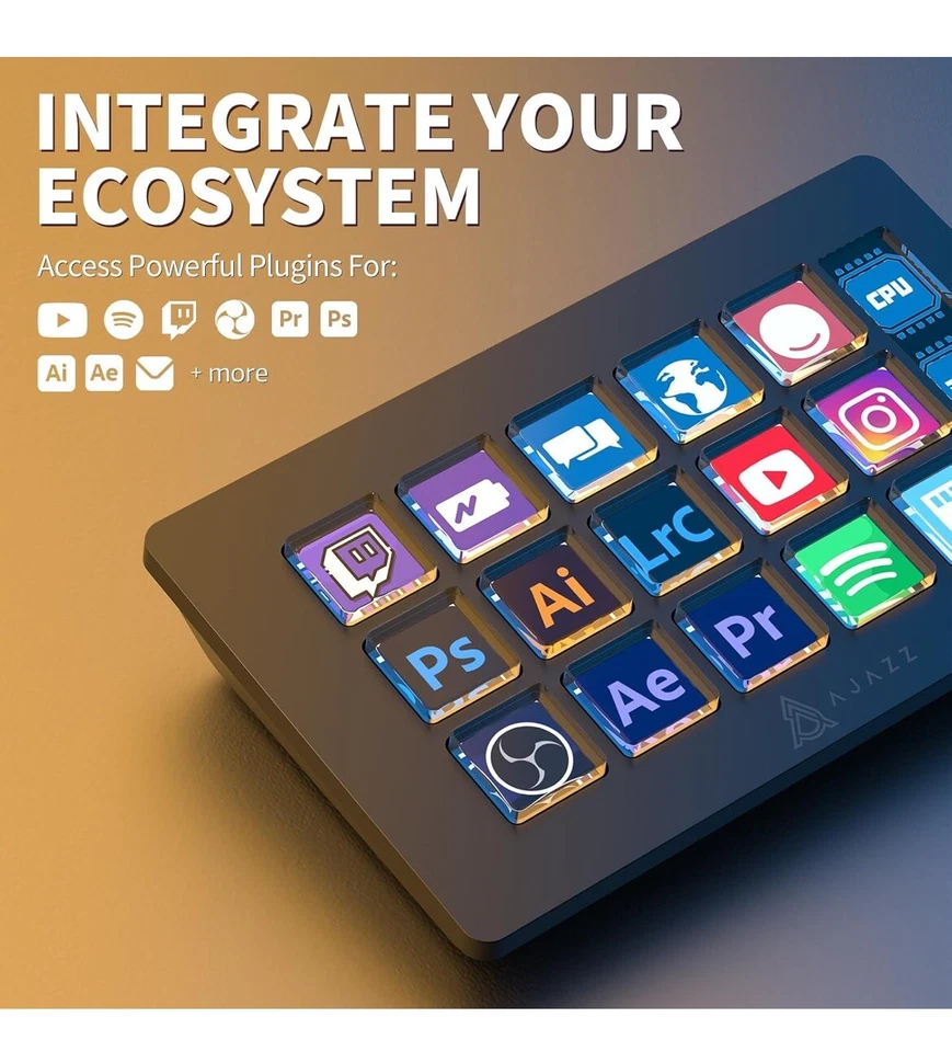 AJAZZ AKP153 Streaming Studio Controller Keypad Type-c Wired with 15 Macro LCD - Image 2 of 4