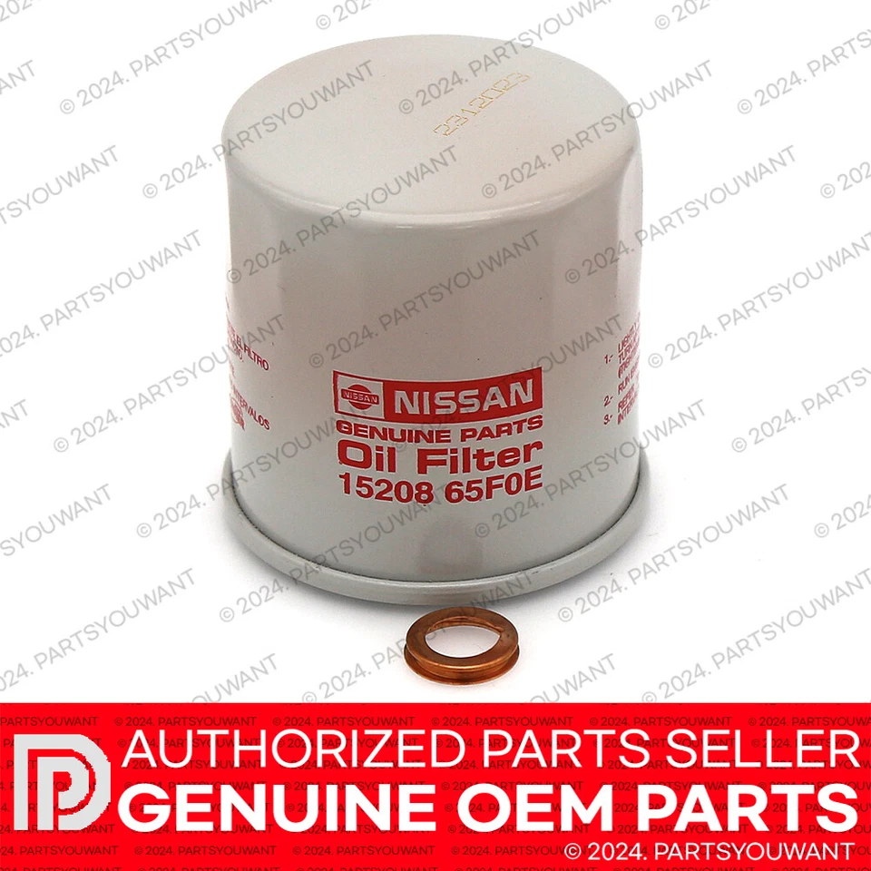 Filtro de aceite de motor original Nissan Infiniti OEM + junta de lavadora 15208-65F0E paquete de 3 Foto 4 de 4