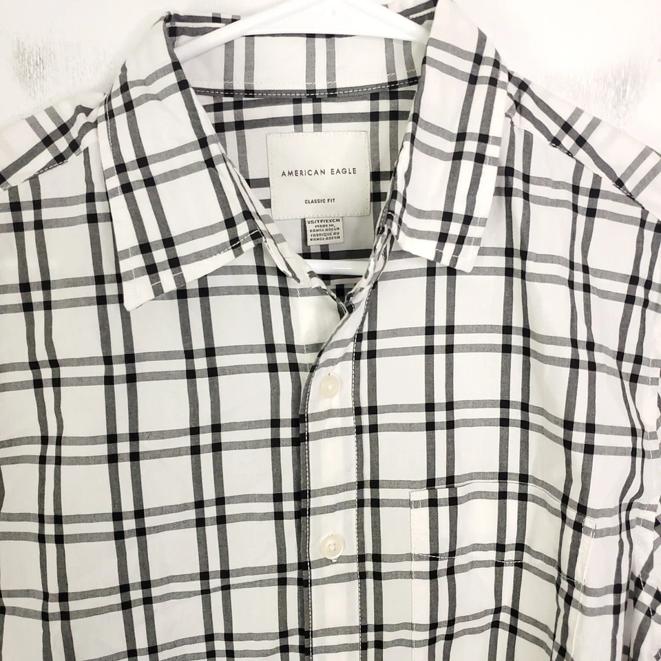 American Eagle Shirt Mens XS Classic Fit Button Up Plaid AEO Office Casual - Image 2 of 4