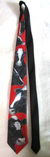Vintage 1988 Ralph Marlin Cow Tie Red Black White Made in USA
