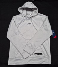 Reebok Mens Quantum Tech Hoodie Fleece Lined Hoodie Regular Fit Gray