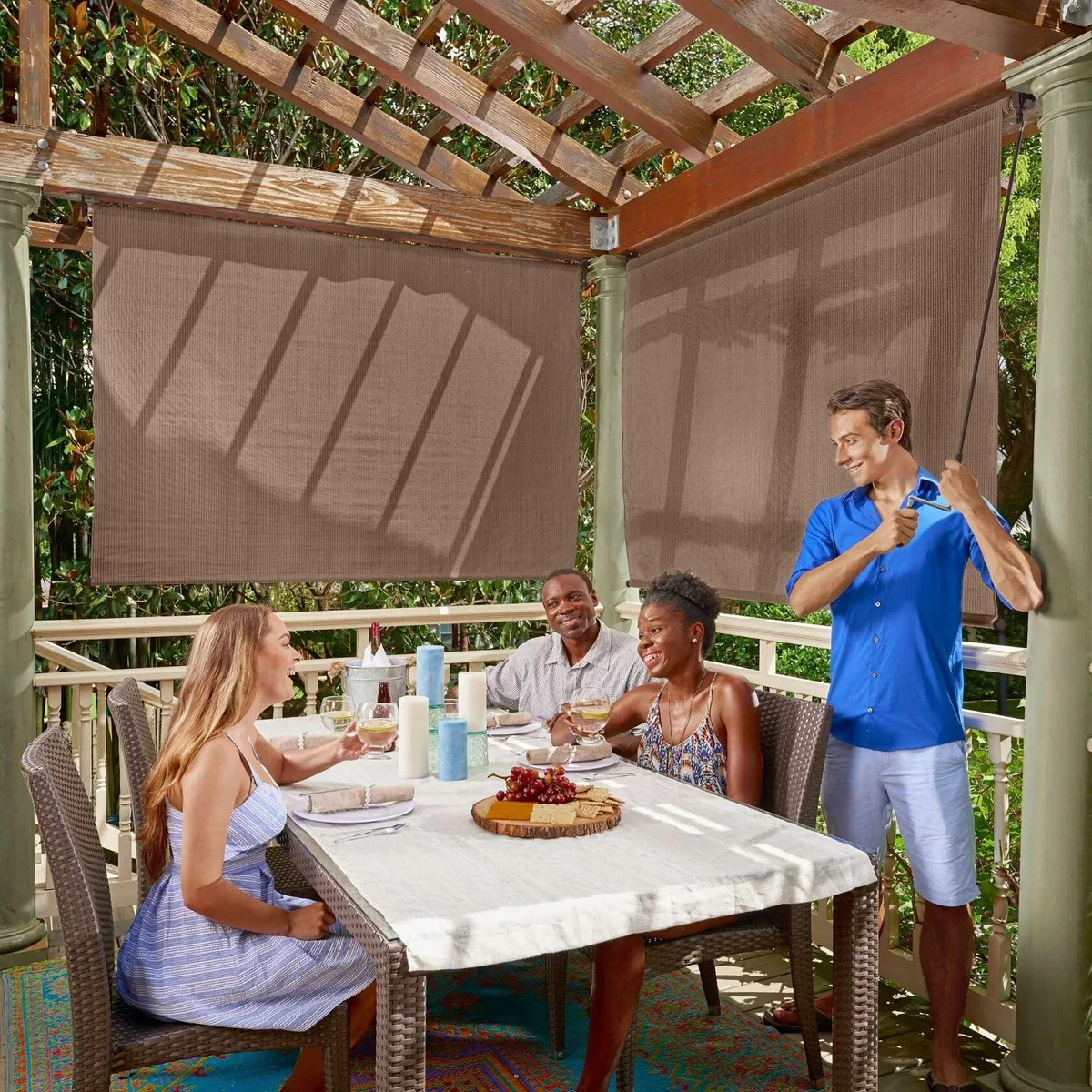 Coolaroo 95% UV Block, 4' x 8' Wand Operated Outdoor Roller Shade