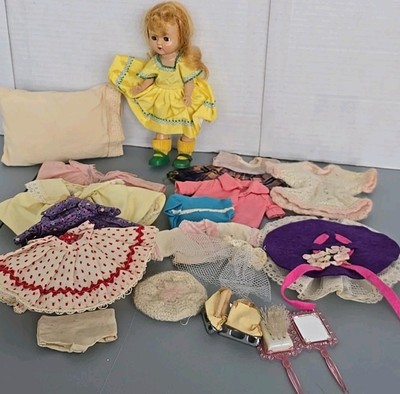 vtg Cosmo. Little Miss Ginger 1950s DOLL 8''+ LOTS of 50s clothing some w labels