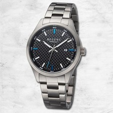 Regent Titan Herren Uhr Armbanduhr Quarz grau Titan-Uhren URBA760
