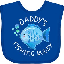 Inktastic Daddy's Fishing Buddy With Cute Blue Fish Baby Bib Kids Daddy Dad Son