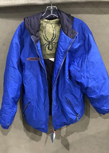 Spyder Kids Blue Venom Team Active Sports Full Zip Hooded Ski Jacket Sz 16