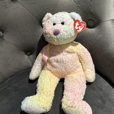 GROOVY THE BEAR (Large) TY Beanie Baby Buddy Soft Toy Plush Pastel Multi Colour