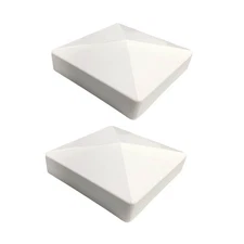 2 Pack Pyramid Style Fence Post Cap for 4" X 4" Fence - White PVC Cap