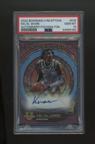 2022 Bowman U Inception Kel'el Ware Auto Fuchsia Foil /75 #KW PSA 10