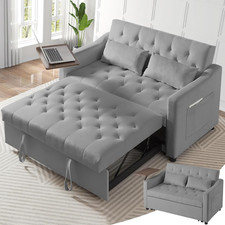 3 in 1 Convertible Sleeper Sofa with Pull Out Bed, Sofa Bed Couch with Side Tabl