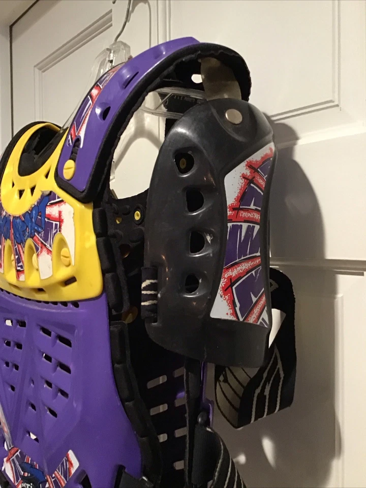 Protector de pecho vintage AXO Sport serie " 7" motocross púrpura amarillo Italia Foto 2 de 4