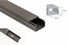 Black Electrical Cable Trunking 2 M PVC Wire Conduit Plastic Cover - Mini Trunk