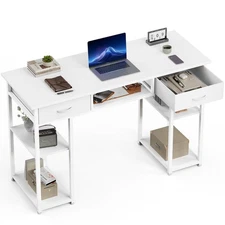 Computer Desk with 3 Drawers Study Writing Table with Storage Bag Headphone H...